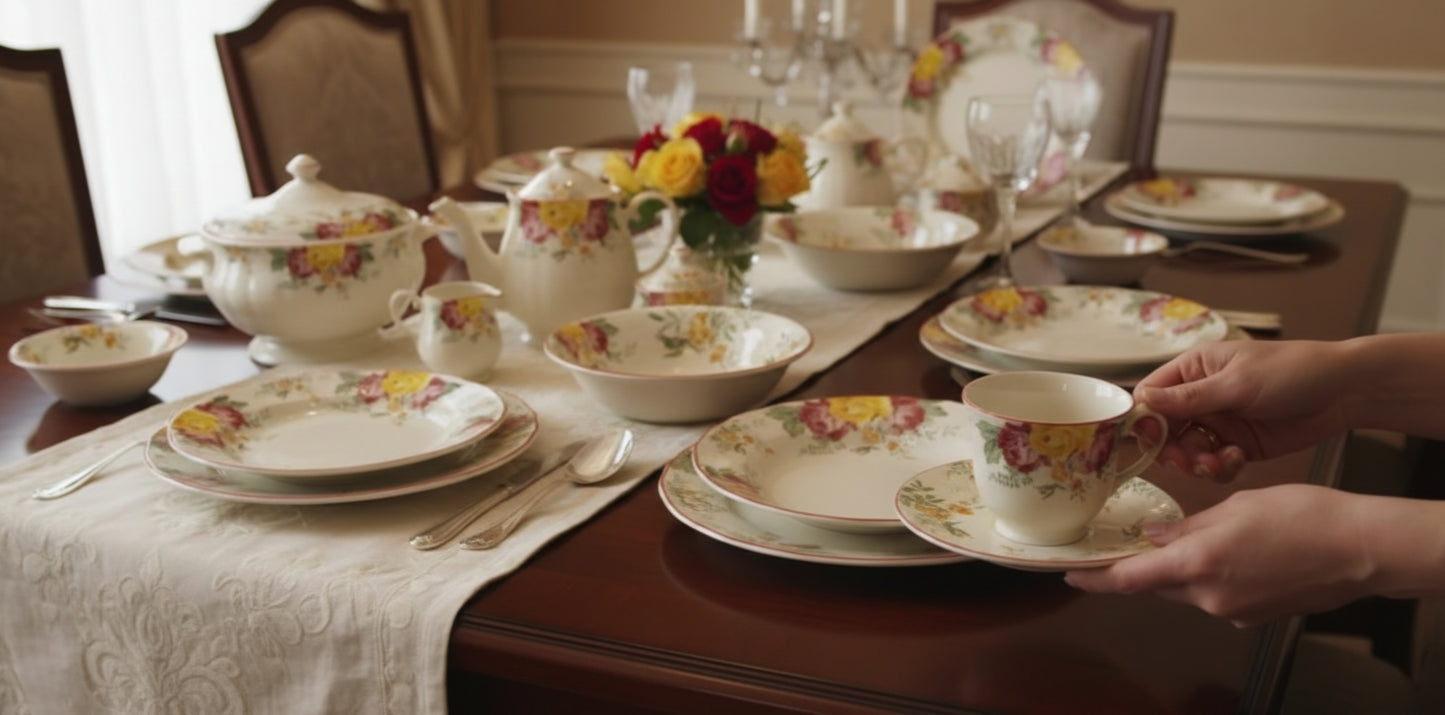 Rosabunda - Earthenware (Clay) Dinner Set (Made in Malaysia)