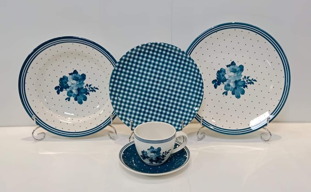 Theresa Blue - Earthenware (Clay) Plate Set (Made in Malaysia)