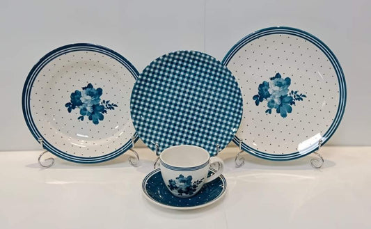 Theresa Blue - Earthenware (Clay) Plate Set (Made in Malaysia)
