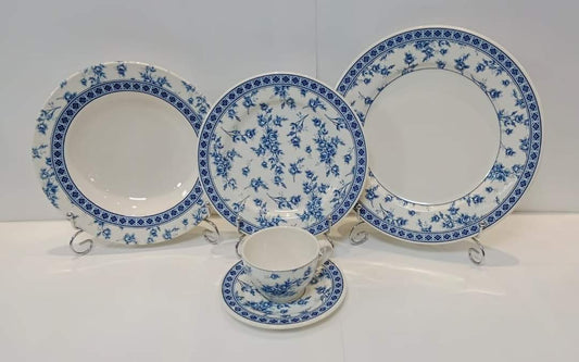 Rose Cluster Blue - Earthenware (Clay) Plate Set (Made in Malaysia)