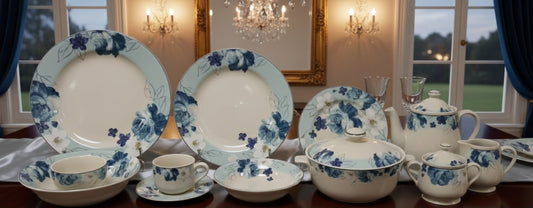 Bonquet Sketch Blue - Stoneware Dinner Set (Made in Indonesia)