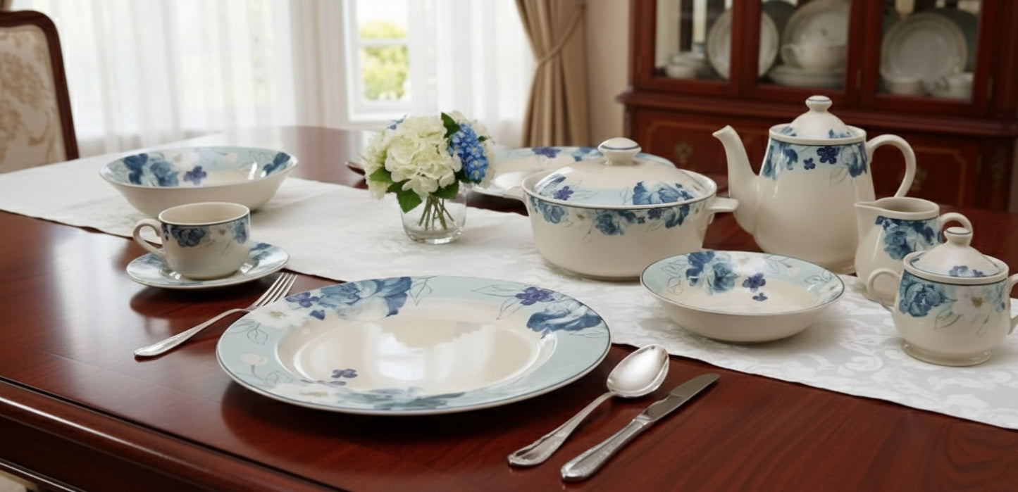 Bonquet Sketch Blue - Stoneware Dinner Set (Made in Indonesia)