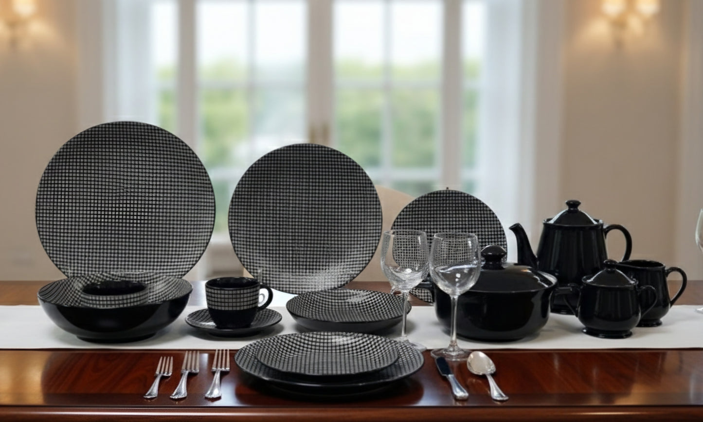 KiKi White [Padded Design] - Stoneware Dinner Set (Made in Indonesia)