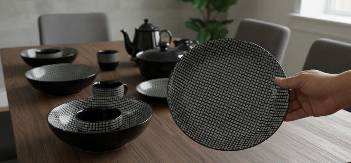 KiKi White [Padded Design] - Stoneware Dinner Set (Made in Indonesia)