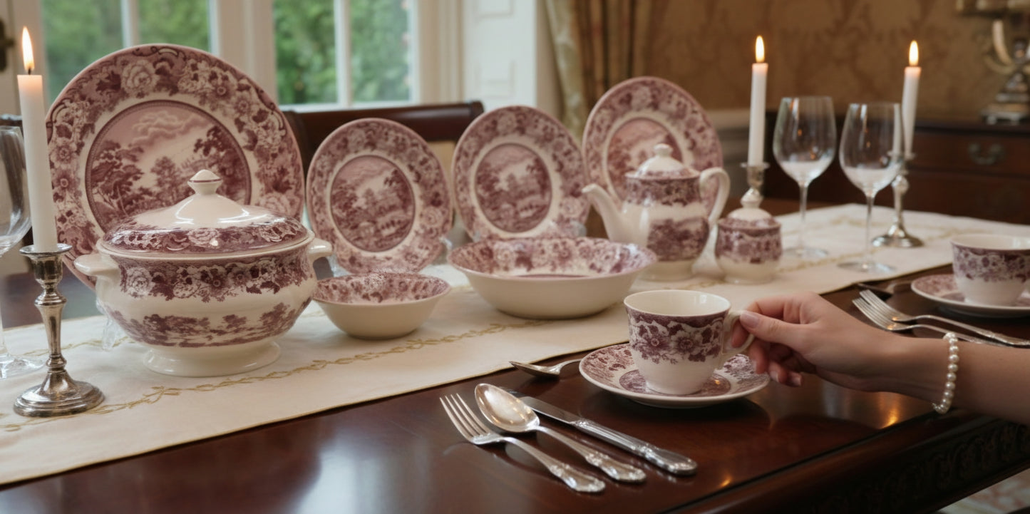Belmont Pink - Earthenware (Clay) Dinner Set (Made in Malaysia)