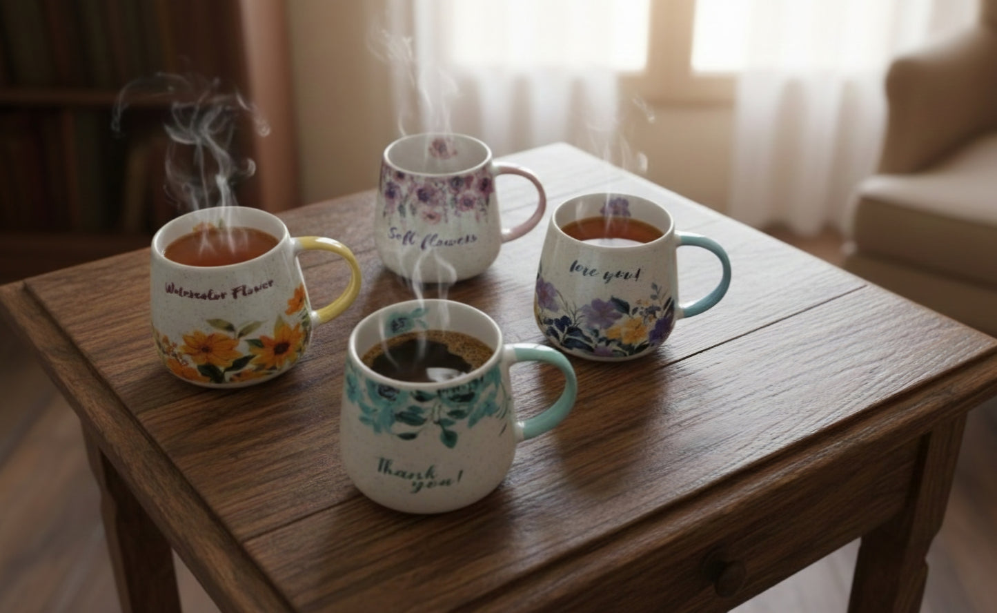 MUGS 04/PC'S SET - MIX COLOURS [SDM121-S68B]