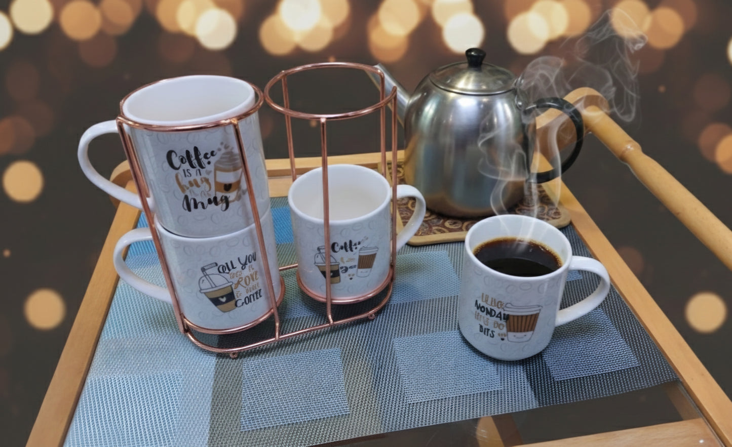 MUGS 04/PC'S SET MIX COLOURS [SDM011-3497B]