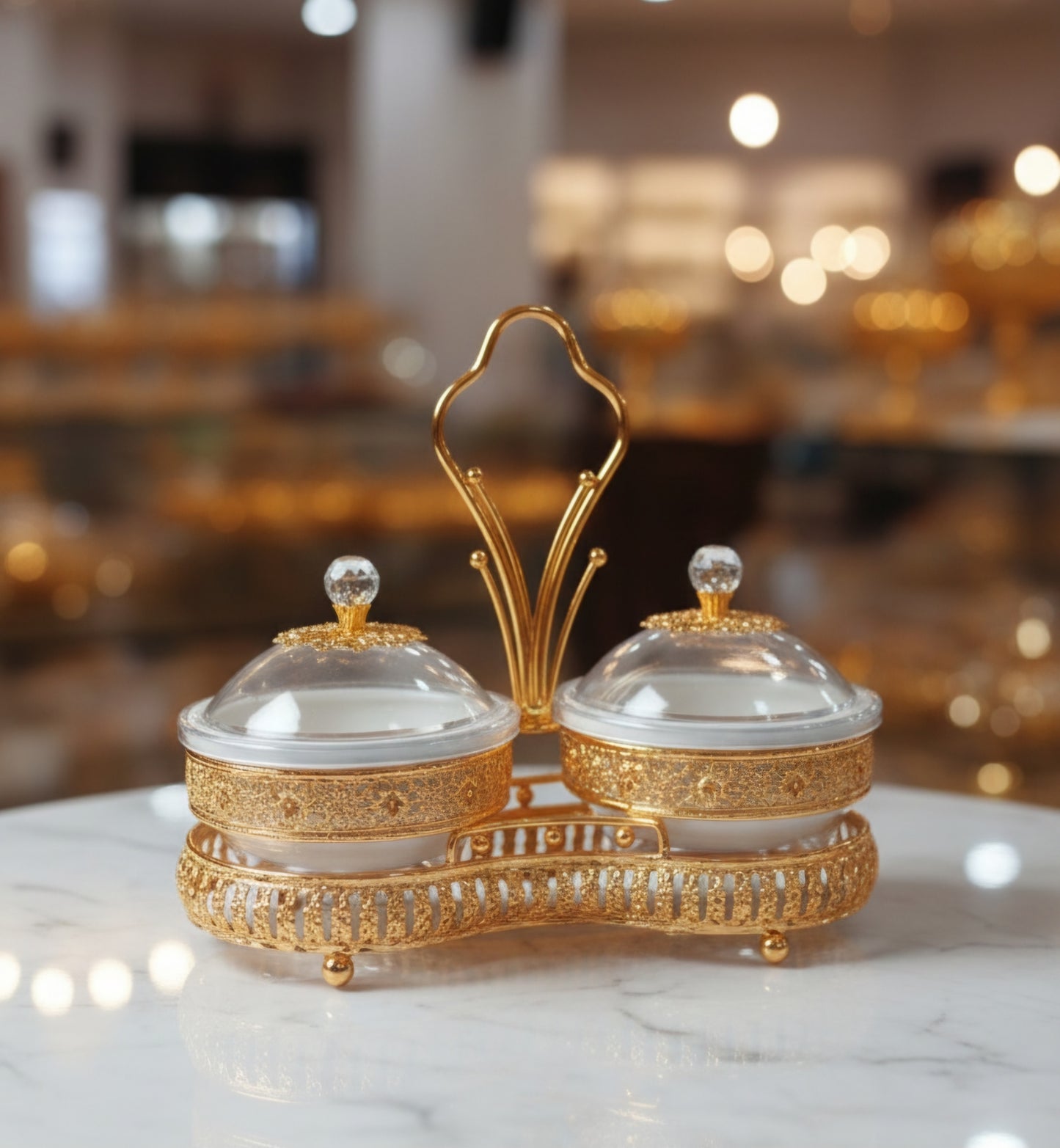 GOLDEN DRY FRUIT & CANDY SERVING SET 02/PC'S [963-25]