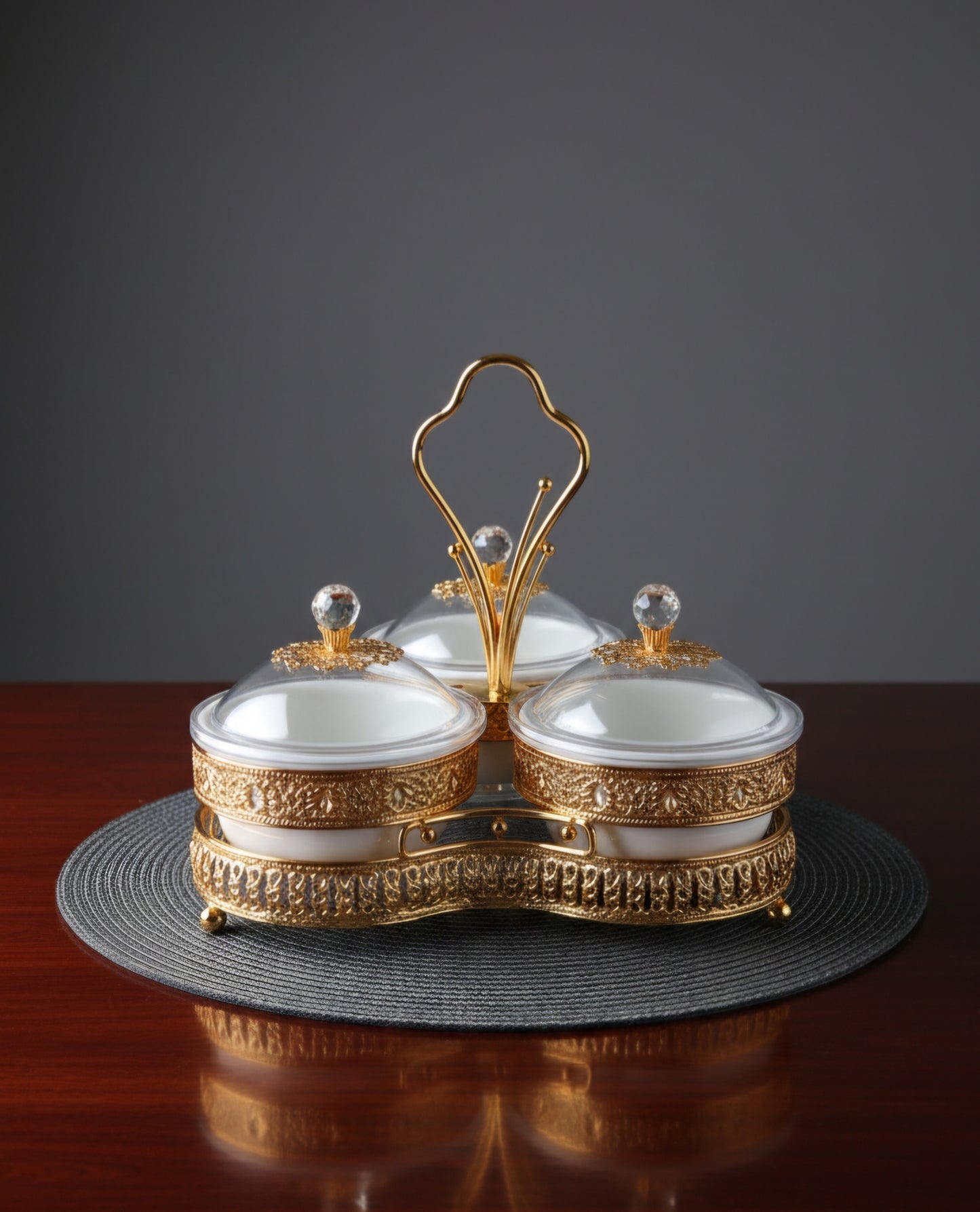 GOLDEN DRY FRUIT & CANDY SERVING SET 03/PC'S [963-26]