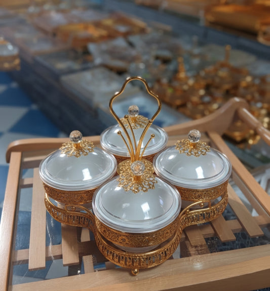 GOLDEN DRY FRUIT & CANDY SERVING SET 04/PC'S [963-27]