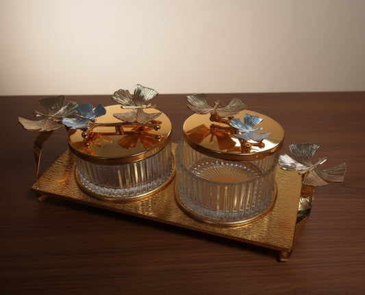 GOLDEN DRY FRUIT & CANDY SERVING SET 02/PC'S [963-28]
