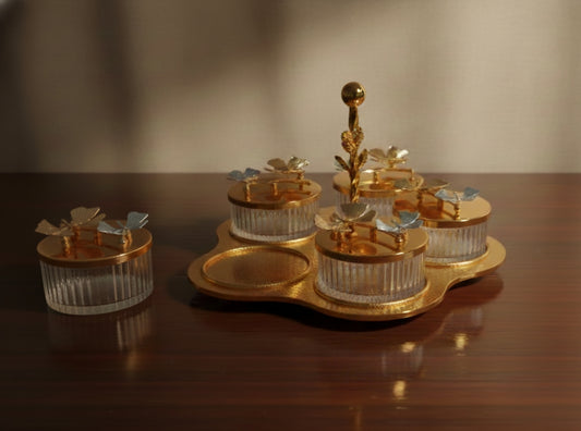 GOLDEN DRY FRUIT & CANDY SERVING SET 05/PC'S [963-1]