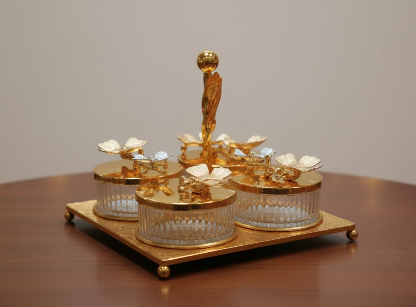 GOLDEN DRY FRUIT & CANDY SERVING SET 04/PC'S [963-3]