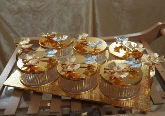 GOLDEN DRY FRUIT & CANDY SERVING SET 06/PC'S [963-7]