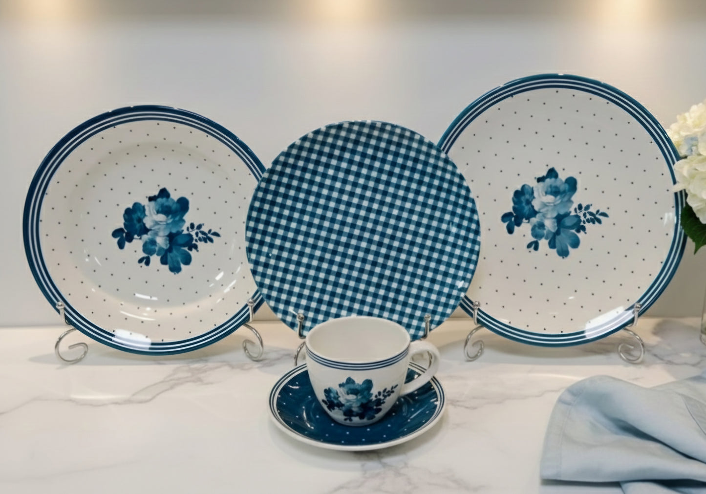 Theresa Blue - Earthenware (Clay) Plate Set (Made in Malaysia)