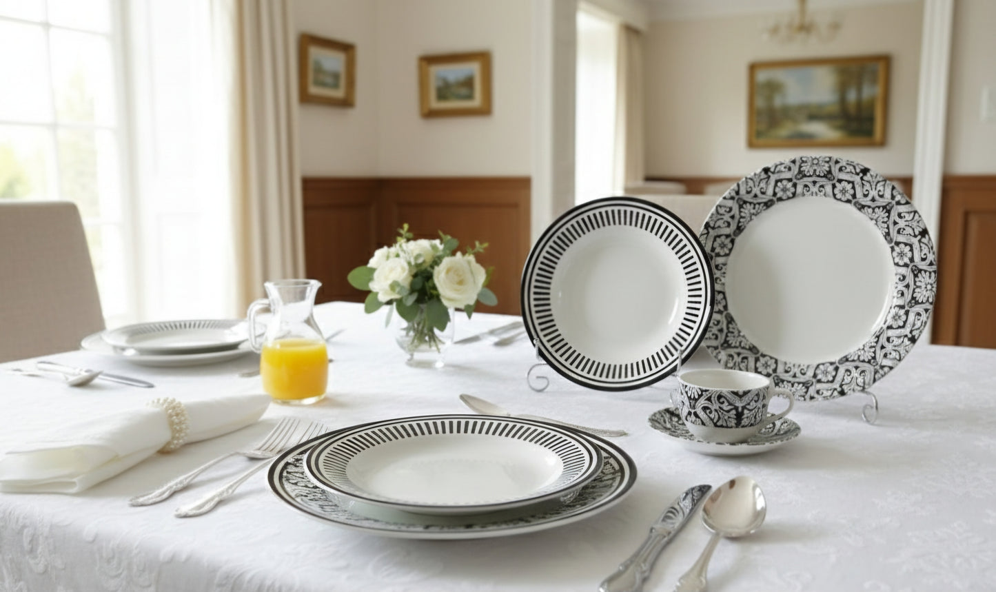 Grace Wins Black - Earthenware (Clay) Plate Set (Made in Malaysia)