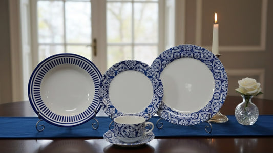 Grace Wins Blue - Earthenware (Clay) Plate Set (Made in Malaysia)