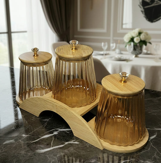JAR SET AIR TIGHT 3PC'S (Q3664-3GOLDEN)