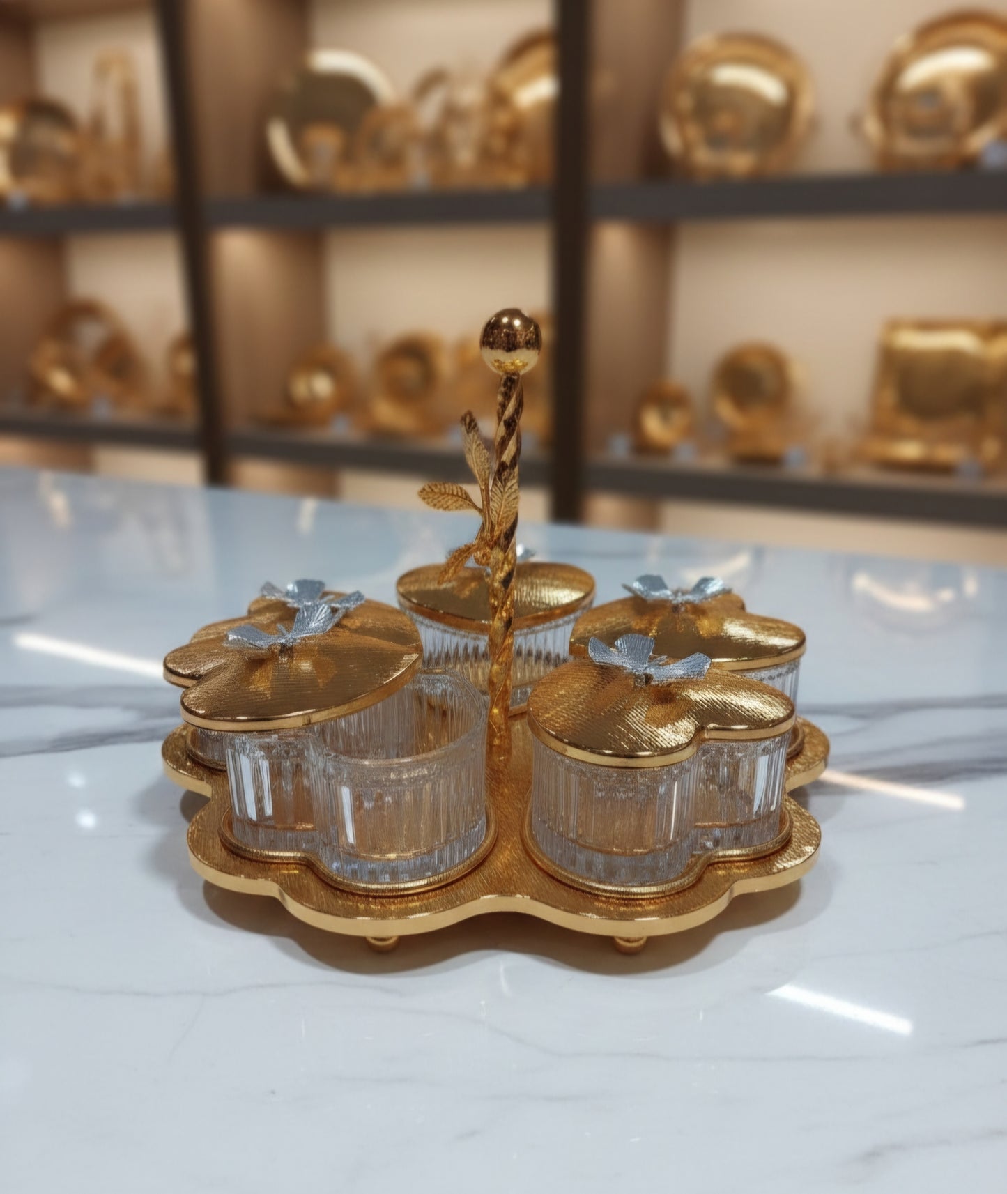 GOLDEN DRY FRUIT & CANDY SERVING SET [963-5]