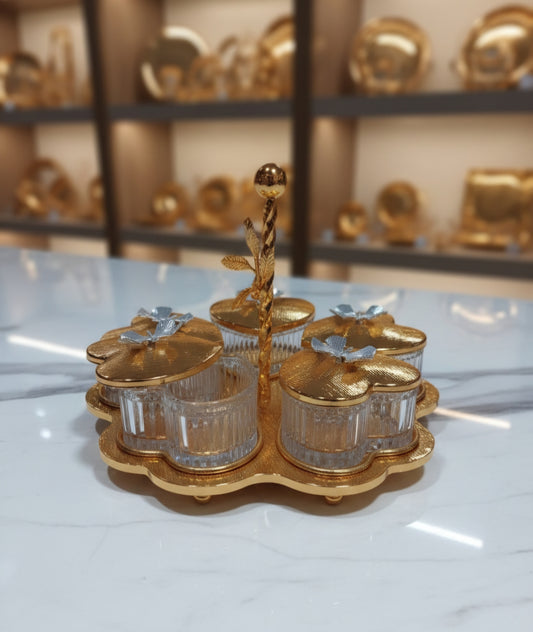 GOLDEN DRY FRUIT & CANDY SERVING SET [963-5]