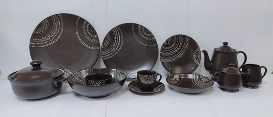 New Tourge Brown [Padded Design] - Stoneware Dinner Set (Made in Indonesia)