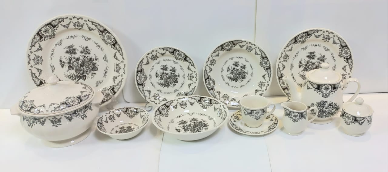 Rosetta Black - Earthenware (Clay) Dinner Set (Made in Malaysia)