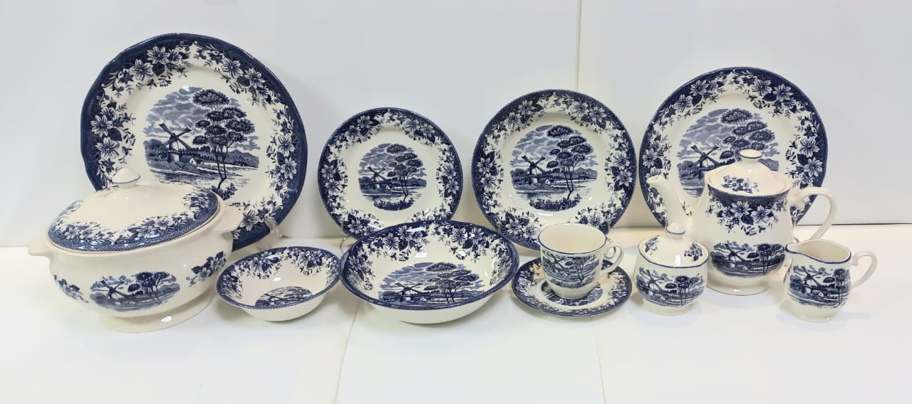 Windmill Blue - Earthenware (Clay) Dinner Set (Made in Malaysia)